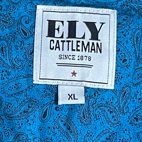 Ely Cattleman Turquoise Pearl Black Snaps Long Sleeve Dress Shirt Men’s XL - Picture 3 of 5